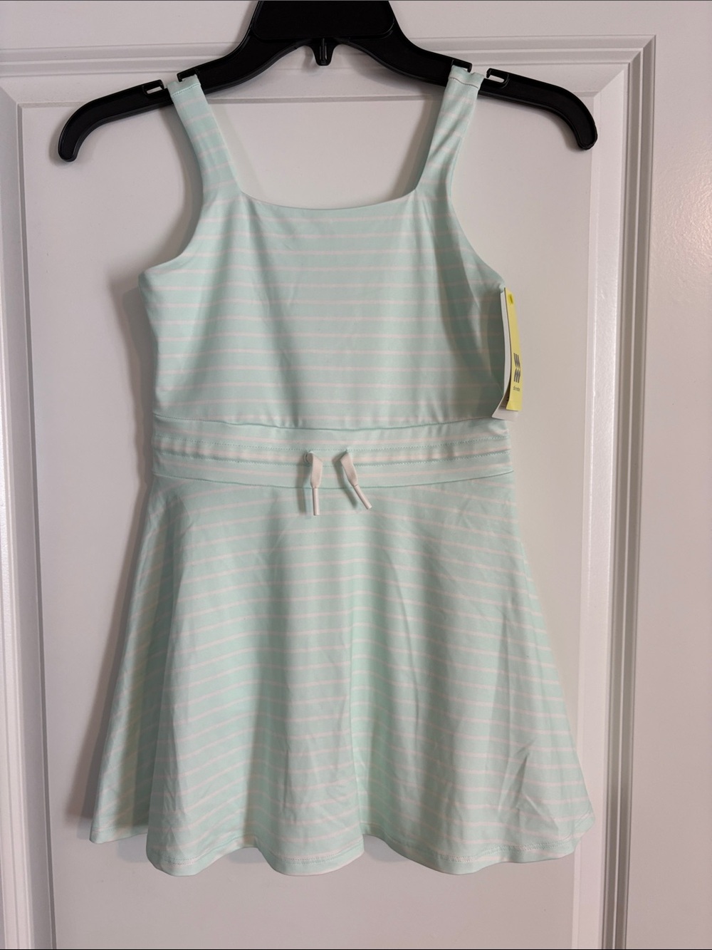 all in motion Mint and White Striped Tank Dress with Drawstring